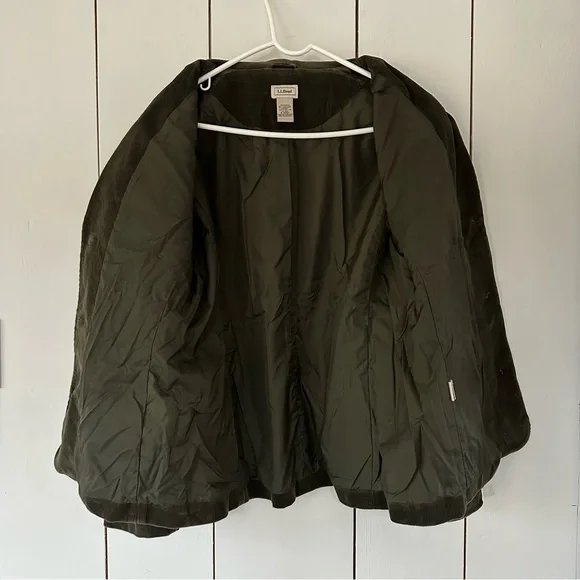 VTG LL Bean Corduroy Blazer Jacket Sz 12 Olive Green - Picture 8 of 8